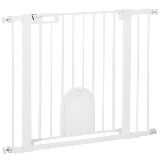 75-103 cm Pet Safety Gate Pressure Fit Stair w/ Small Door Double Locking