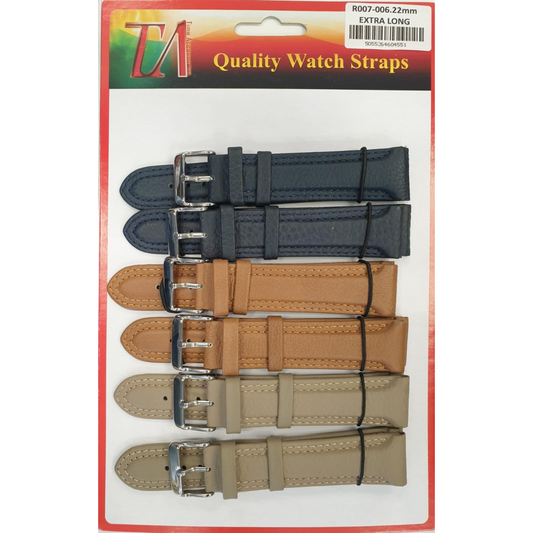 R007-006 22MM 5PK PADDED COLOUR WATCH STRAPS