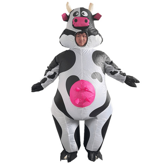 Inflatable Cow Costume - Vibrant Life-Size Cartoon Character Outfit for Halloween, Christmas, LARP Parties, Photography Props, and Stage Performances - Unique Gift Idea for Friends and Family
