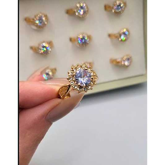 Cluster Crystal Ring Gold Box set of 12
