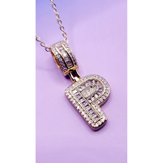 Crystal Initial Necklace Letter P