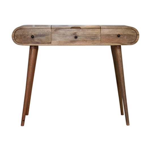 Artisan Furniture Solid Mango Wood Oak-ish Round Dressing Table 100x80x40 cm