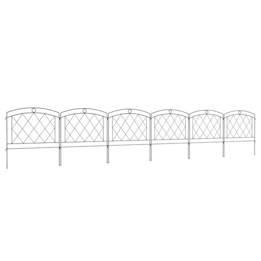 Outsunny 6PCs Decorative Garden Fencing 24in x 12ft Metal Border Edging