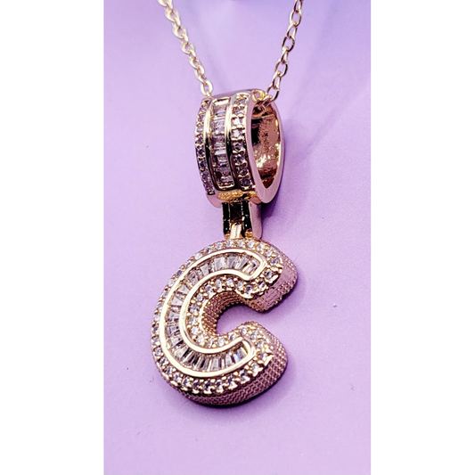 Crystal Initial Necklace Letter C