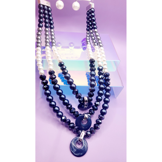 Luster Pearl Multi Layer Necklace & Earrings