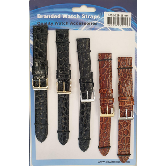 R001-12B 20MM 5PK LEATHER WATCH STRAPS