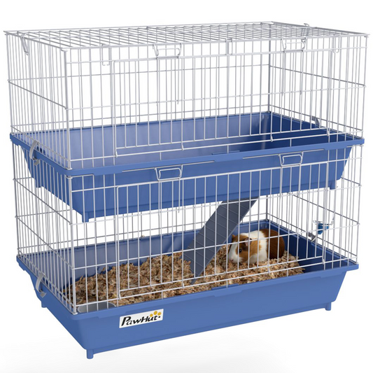 2-Tier Small Animal Cage for Rabbit Ferret Chinchilla w/ Accessories Ramp