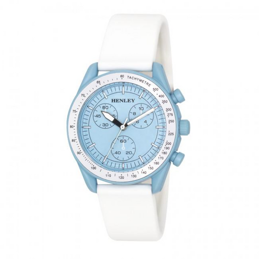 Henley Ladies Pastel Coloured Silicone Sports Watch White/Blue H06179.6