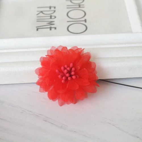 10PCS/Lot Red Series Rose Camellia Chiffon Fabric Flower For Wedding Invitation Artificial Flowers For Dress Decoration