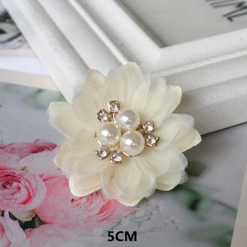 10PCS/Lot Beige Series Camellia Rose Chiffon Fabric Artificial Flower Head For Wedding Dress Clothing Decoration Headdress