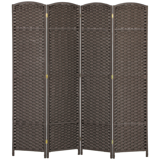 HOMCOM 4 Panel Folding Room Divider, Privacy Screen, 160 x 170cm, Brown