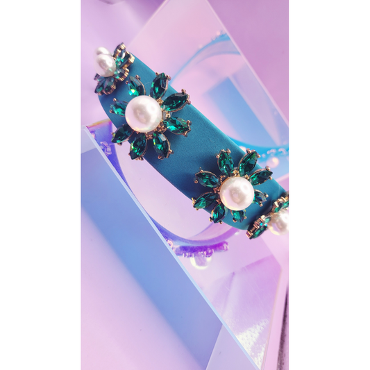 Pearl Flower Crystal Hair band