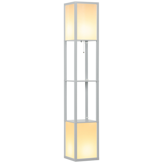 HOMCOM Shelf Floor Lamp with Dual Light, for Living Room, Bedroom