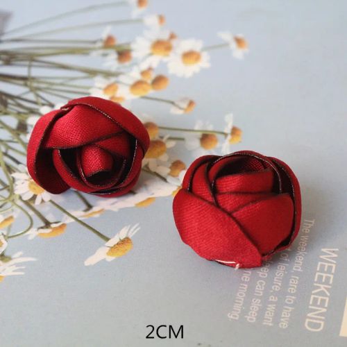 10PCS/Lot Red Series Rose Camellia Chiffon Fabric Flower For Wedding Invitation Artificial Flowers For Dress Decoration