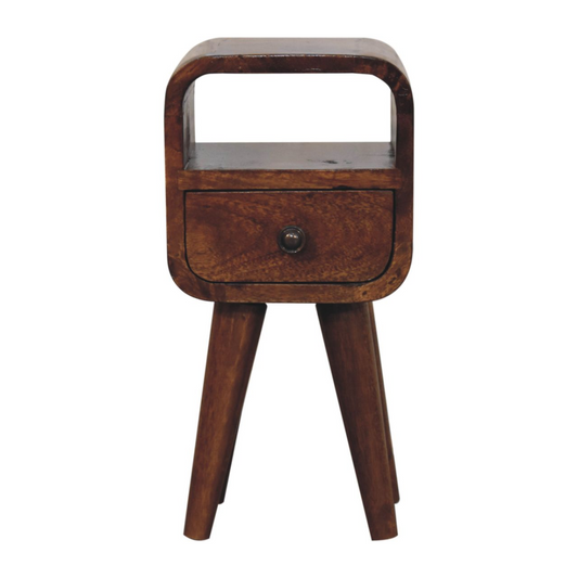 Artisan Furniture Solid Wood Extra Mini Chestnut Curve Open Slot Bedside