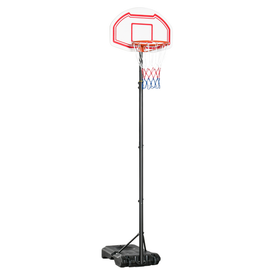 Outdoor Adjustable Basketball Hoop Stand w/ Wheels, Stable Base 258-314cm