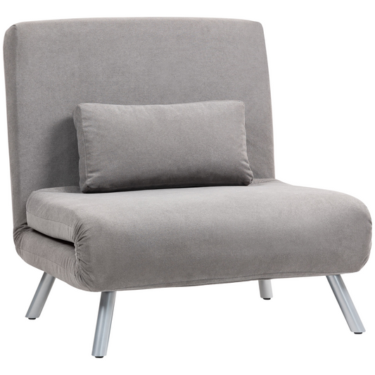 HOMCOM 2-in-1 Folding Sofa Bed with 5-level Adjustable Backrest, Grey