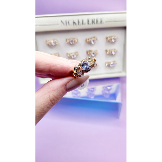 Diva Crystal Ring Gold Box set of 12