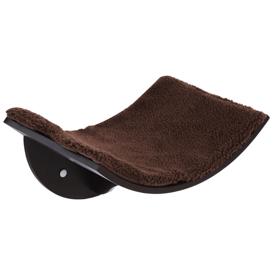 Wood Cat Shelf Shelter Kitten Bed Curved Climber Wall-Mounted Berber Fleece