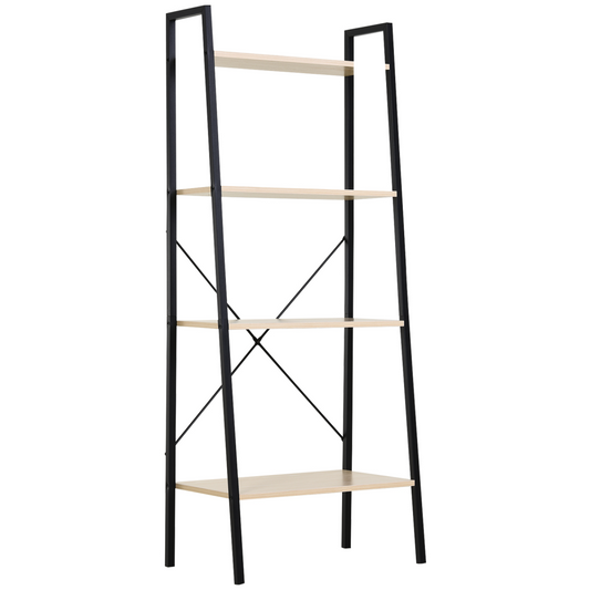 4-Tier Minimalistic Ladder Shelf Unit Steel Frame Home Display Storage