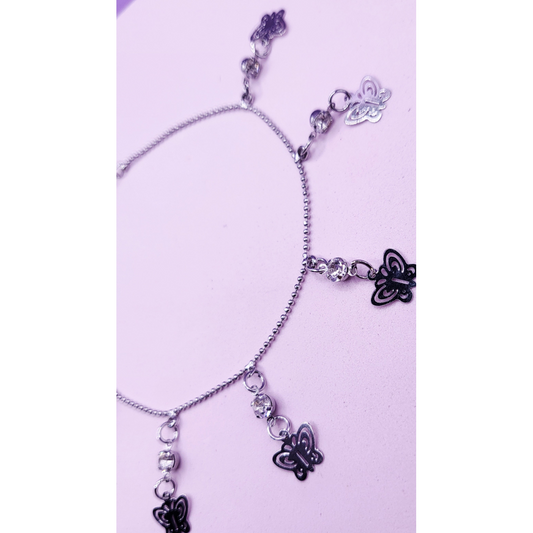 Crystal Butterfly Charm Anklet