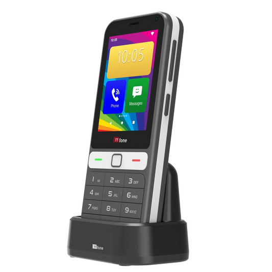 TTfone TT280  Simple 4G Dual SIM Bar Phone with Android, 2.8" Touchscreen, Keypad, 2MP Camera, USB-C - Easy to Use Unlocked Mobile (with Dock Charger and Giffgaff Sim card)