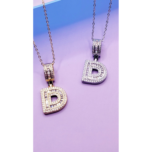 Crystal Initial Necklace Letter D