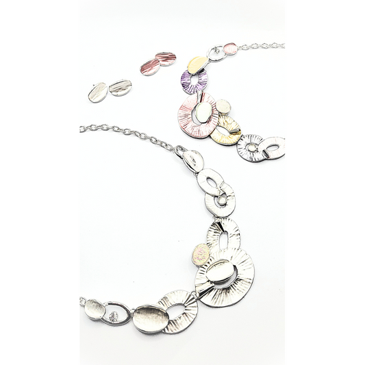 Abstract Oval Necklace & Earrings Set
