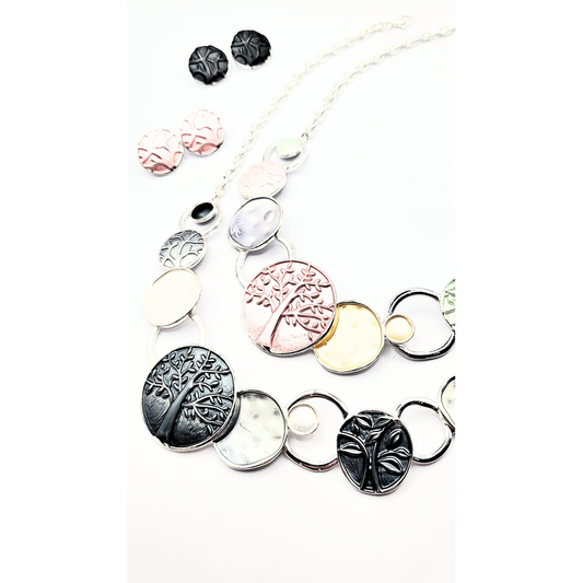 Abstract Tree Of Life Necklace & Earrings Set