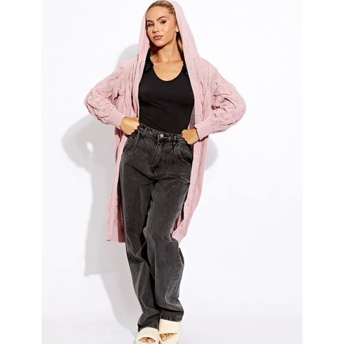 Ladies Cable Knit Hooded Cardigan