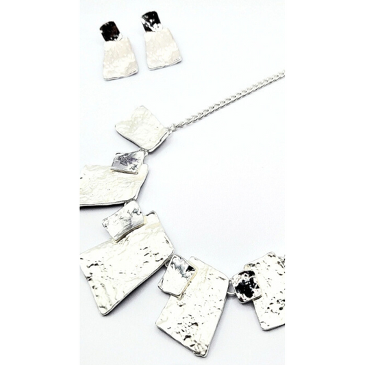 Abstract Squares Necklace & Earrings Set