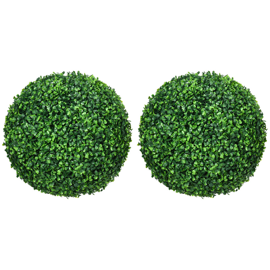 HOMCOM Set of 2 Artificial Topiary Balls Indoor Outdoor Faux Boxwood Balls