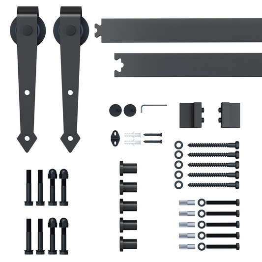 6ft 1.8m Sliding Wood Barn Door Stainless Steel Set Carbon Kits