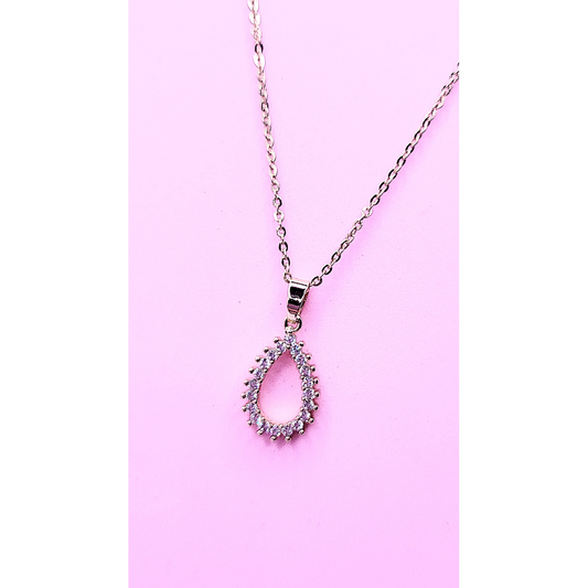 Tear Drop Oval Crystal Necklace
