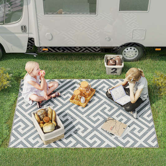 Outsunny 152x243cm Reversible Outdoor Rug Portable Plastic Straw RV Camping Mat