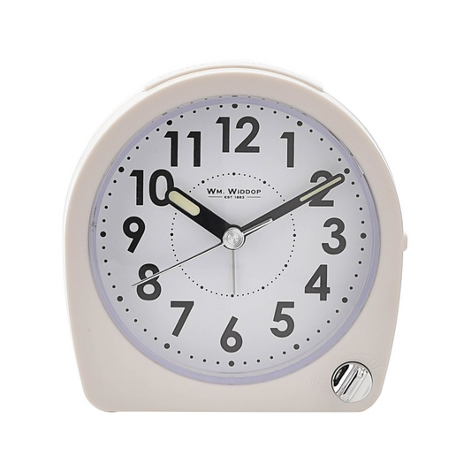 Wm. Widdop Round Alarm Clock Light, Snooze, Sweep - White