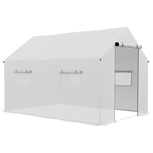 Outsunny Tunnel Greenhouse W/ UV-resistant PE Cover, Wide Door, 2 x 3(m), White