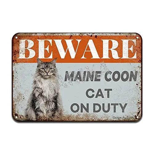 Maine Coon On Duty Tin Sign | Luxury Home Accessories | Heulog Glow