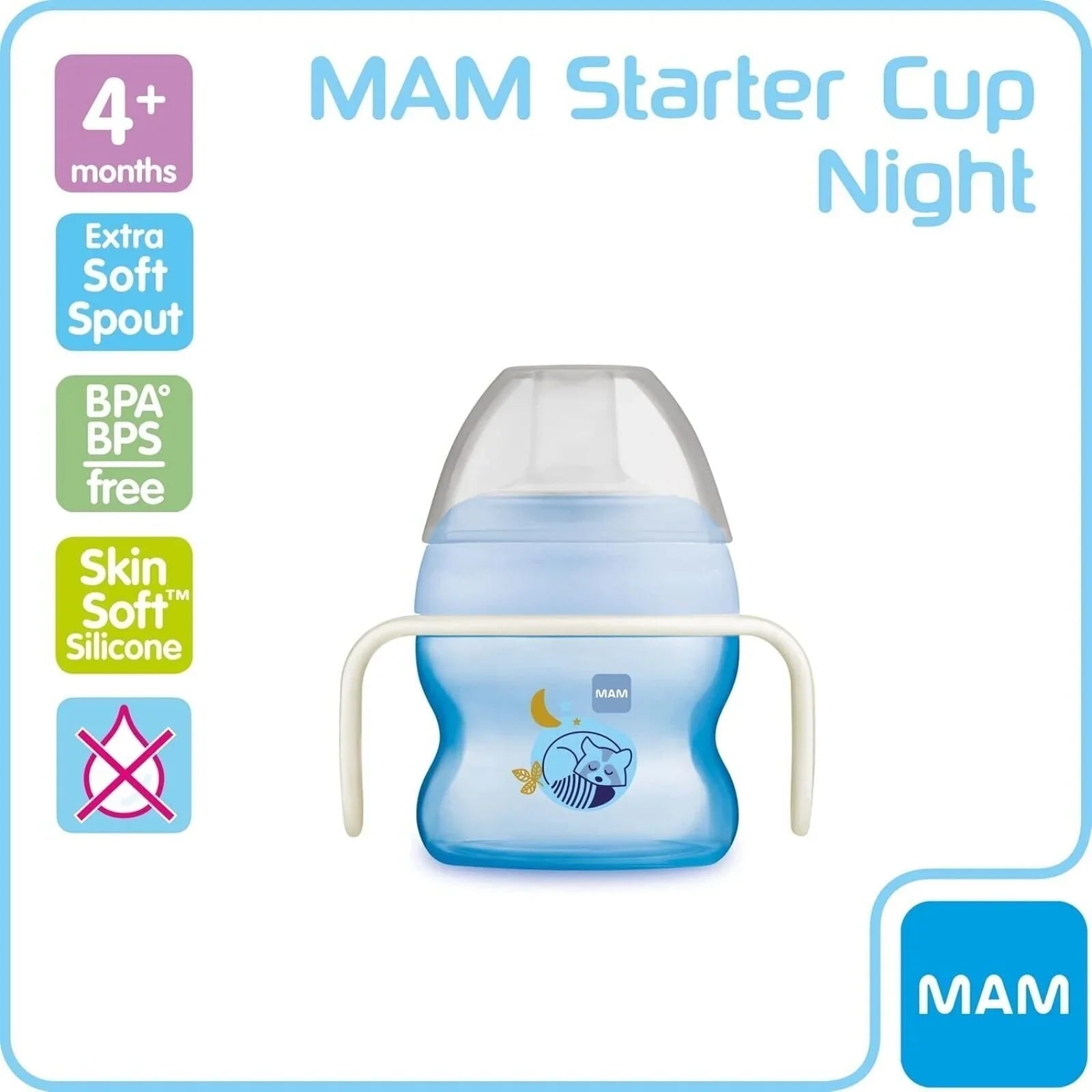 MAM Starter Cup & Glow with Handles 150ml - Blue | Luxury Home Accessories | Heulog Glow