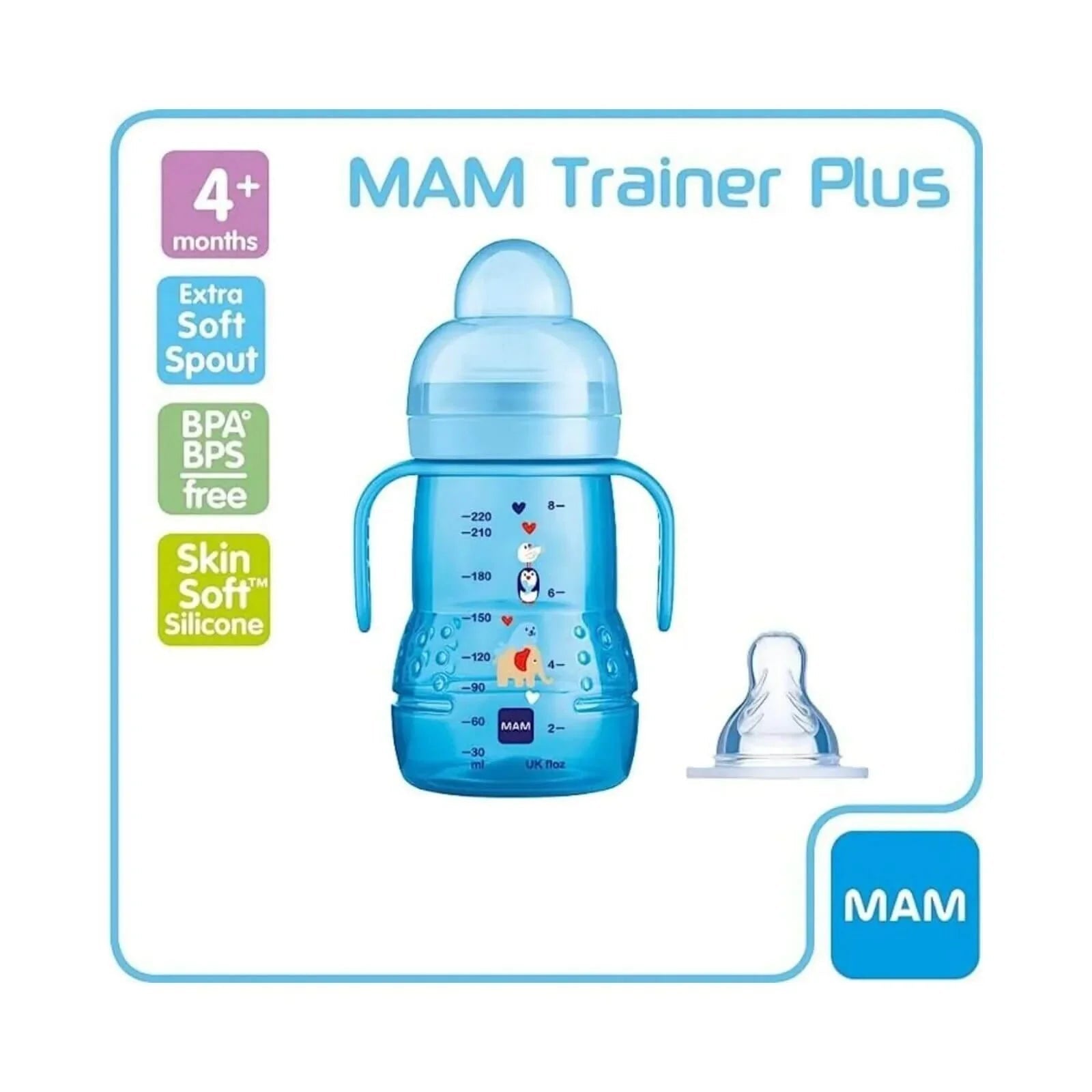 MAM Trainer Cup 2-in-1 220ml - Blue | Luxury Home Accessories | Heulog Glow