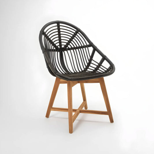 Manado Black Natural Rattan And Teak Chair | Luxury Home Accessories | Heulog Glow