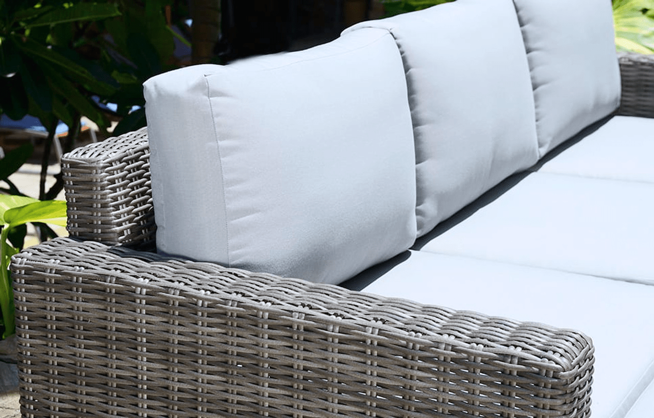 Marbella 5-Seater Garden Lounge Set with Ottoman Chaise | Grey Cushions | Luxury Home Accessories | Heulog Glow