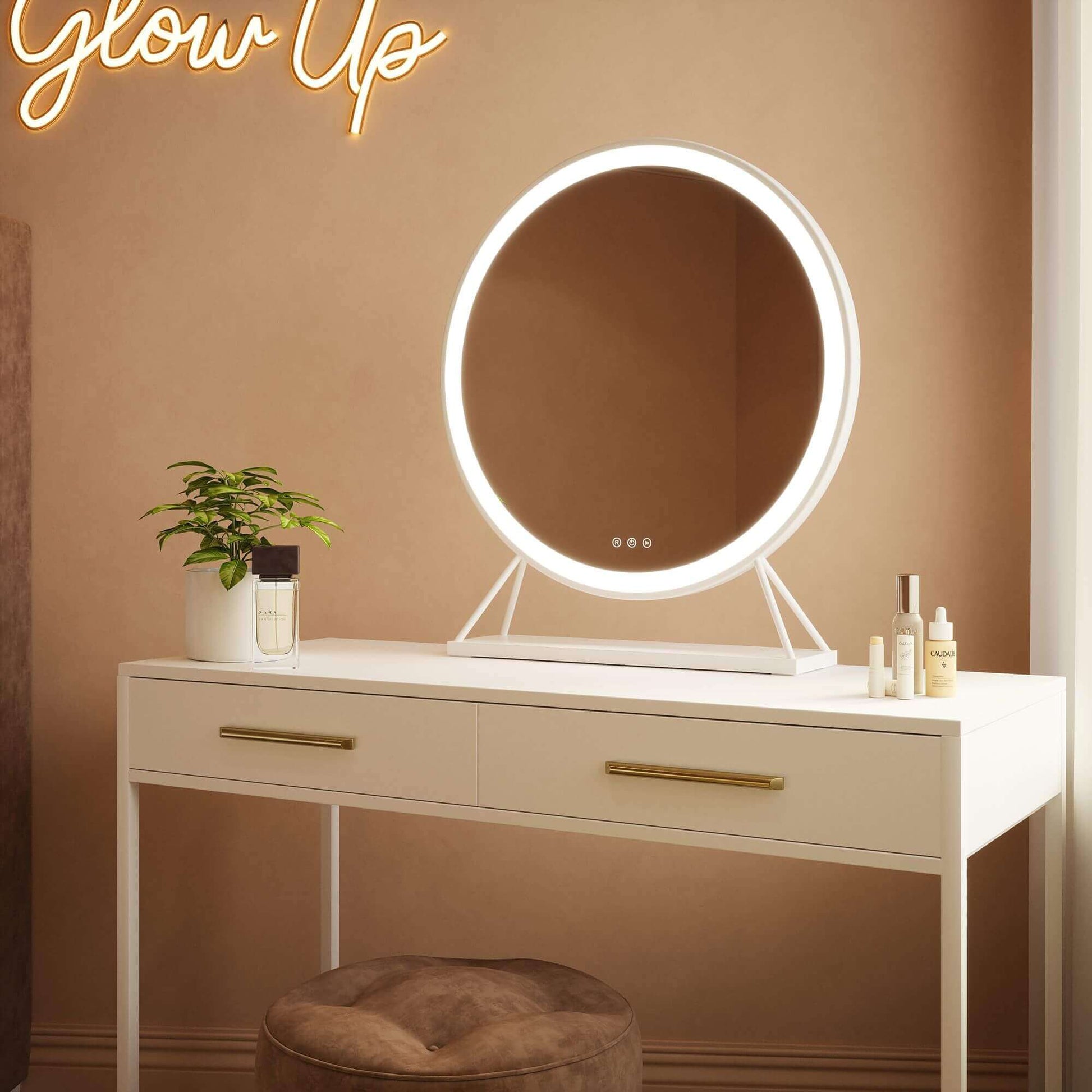 Marilyn Round Hollywood Mirror White 60x67cm | Luxury Home Accessories | Heulog Glow