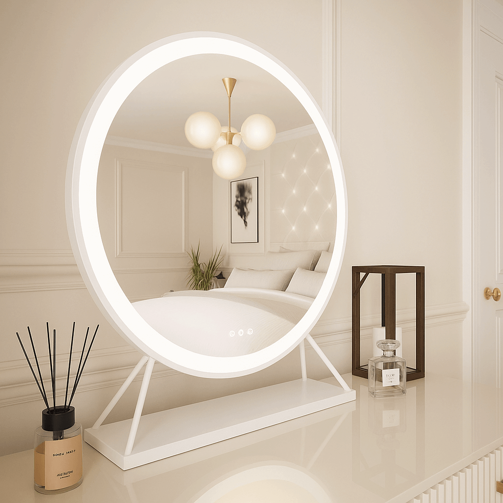Marilyn Round Hollywood Mirror White 60x67cm | Luxury Home Accessories | Heulog Glow