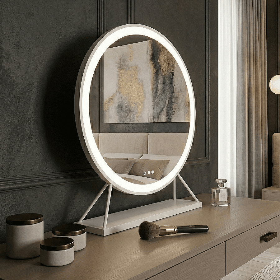 Marilyn Round Hollywood Mirror White 60x67cm | Luxury Home Accessories | Heulog Glow