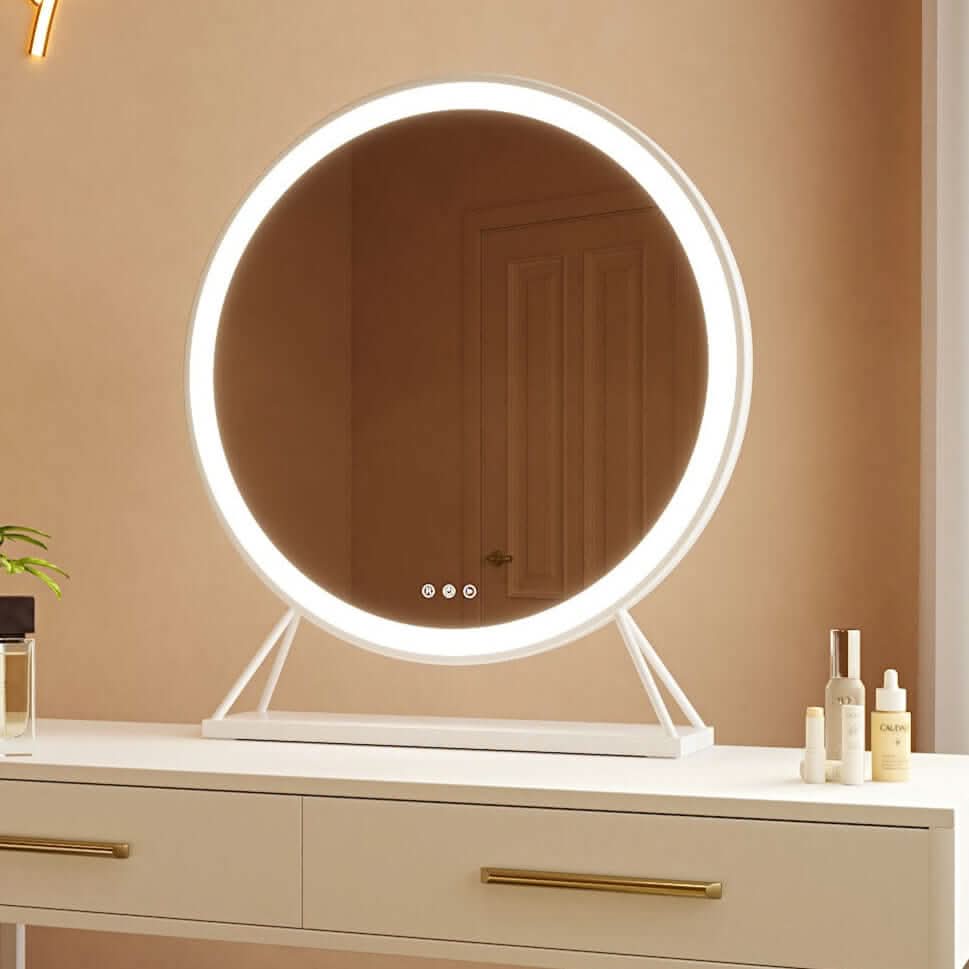 Marilyn Round Hollywood Mirror White 60x67cm | Luxury Home Accessories | Heulog Glow