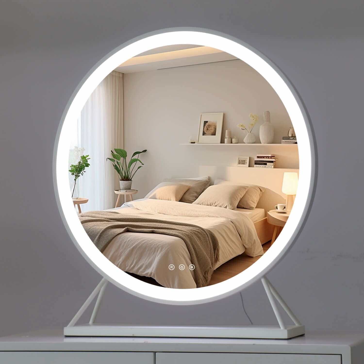Marilyn Round Hollywood Mirror White 60x67cm | Luxury Home Accessories | Heulog Glow