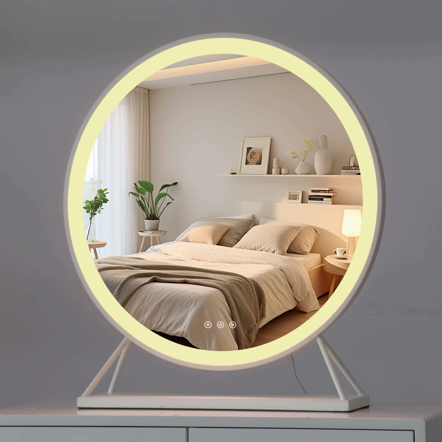 Marilyn Round Hollywood Mirror White 60x67cm | Luxury Home Accessories | Heulog Glow