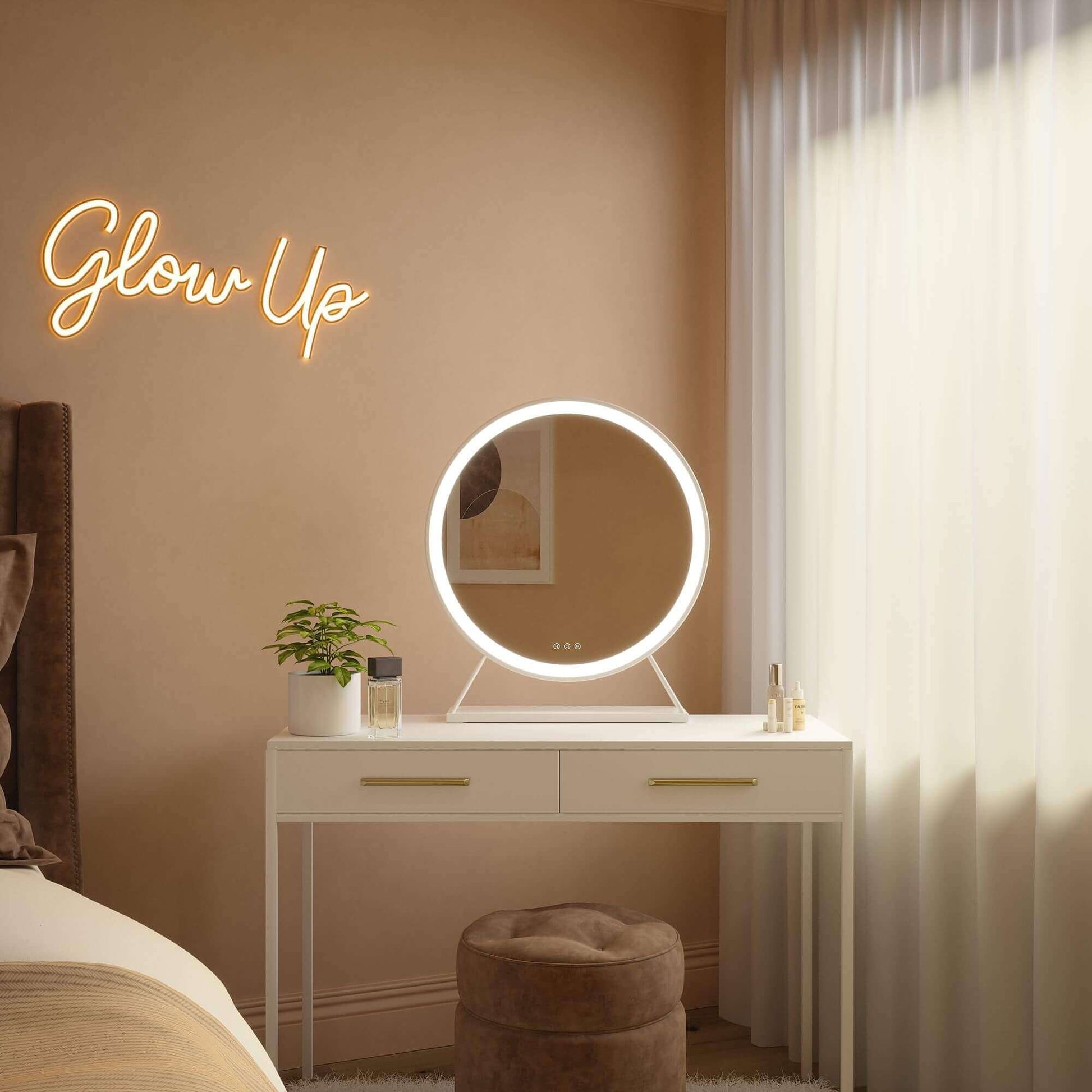 Marilyn Round Hollywood Mirror White 60x67cm | Luxury Home Accessories | Heulog Glow