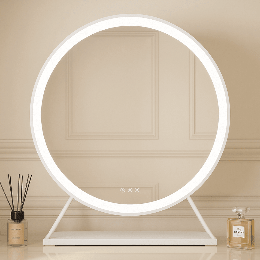 Marilyn Round Hollywood Mirror White 60x67cm | Luxury Home Accessories | Heulog Glow
